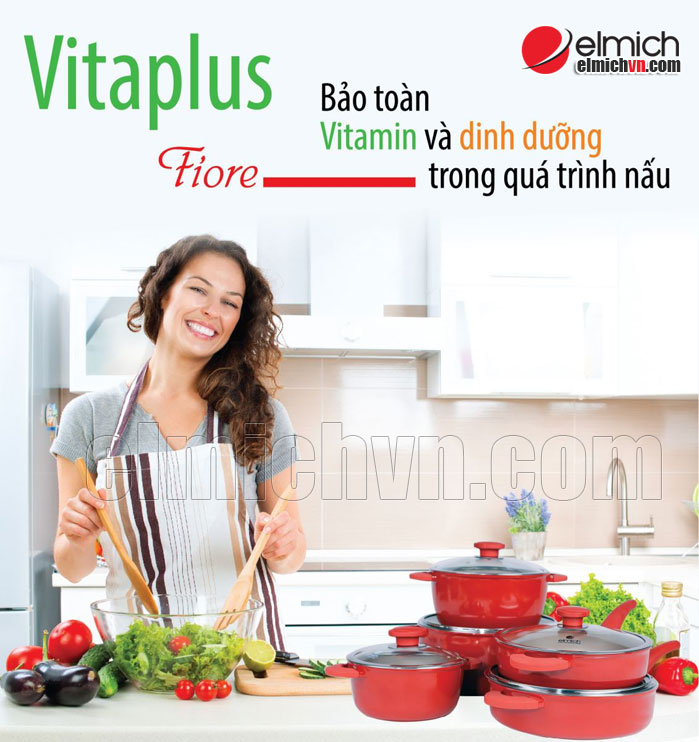 Bộ nồi chảo Elmich Vitaplus Fiore giữ lại nhiều dinh dưỡng nhất trong quá trình nấu