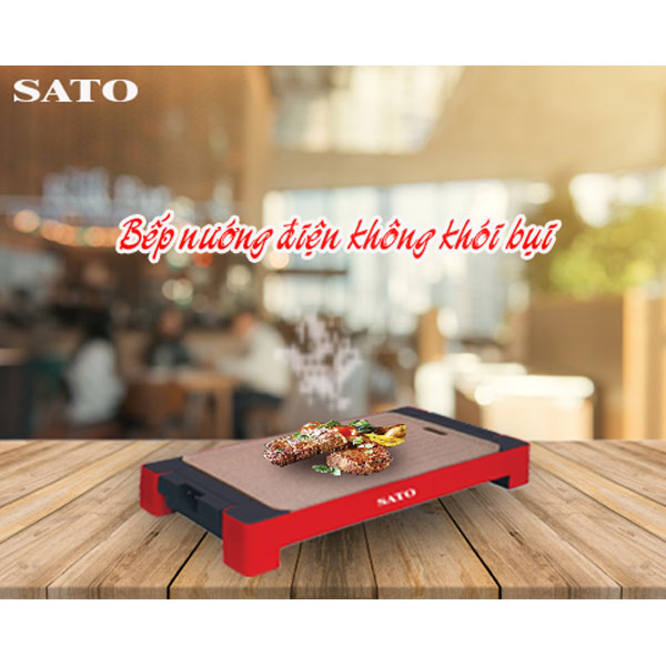 Bếp nướng điện không khói Sato ST-500NDA thiết kế gọn gàng, bắt mắt