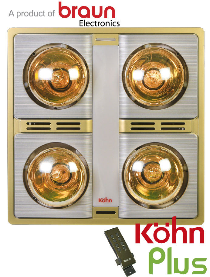 Đèn sưởi nhà tắm Kohn KN0-4GR âm trần có điều khiển