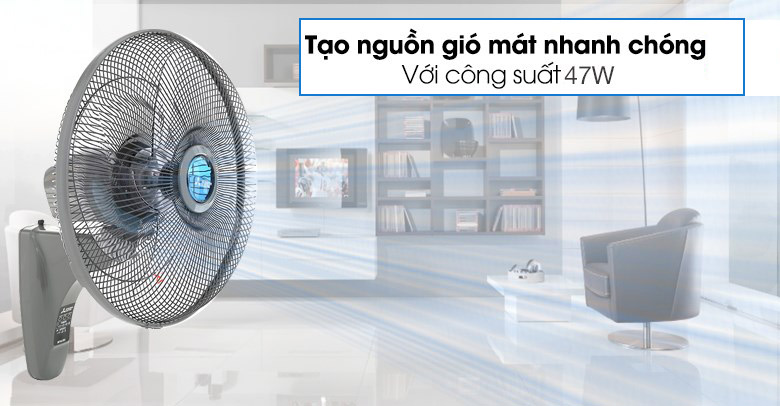 Gió mát êm ái của quạt treo tường Mitsubishi W40 - RA Nhật Bản