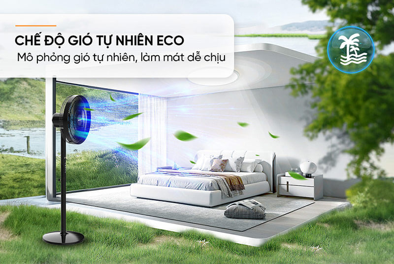 Quạt cây đứng 8 cánh Sunhouse SHD7346 gió tự nhiên ECO tạo cảm giác thoải mái