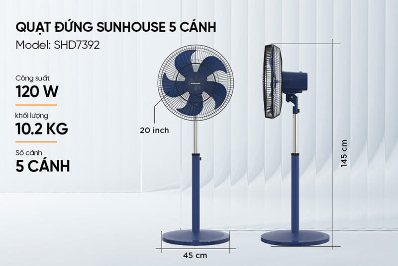 Đặc điểm của Quạt đứng Sunhouse 5 cánh SHD7392