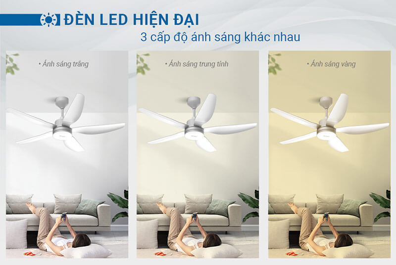 Quạt trần đèn Sunhouse Apex APF7686 với đèn LED 3 màu tùy chỉnh