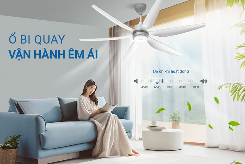 Quạt trần Sunhouse Apex có cấu kiện bền bỉ vận hành êm ái