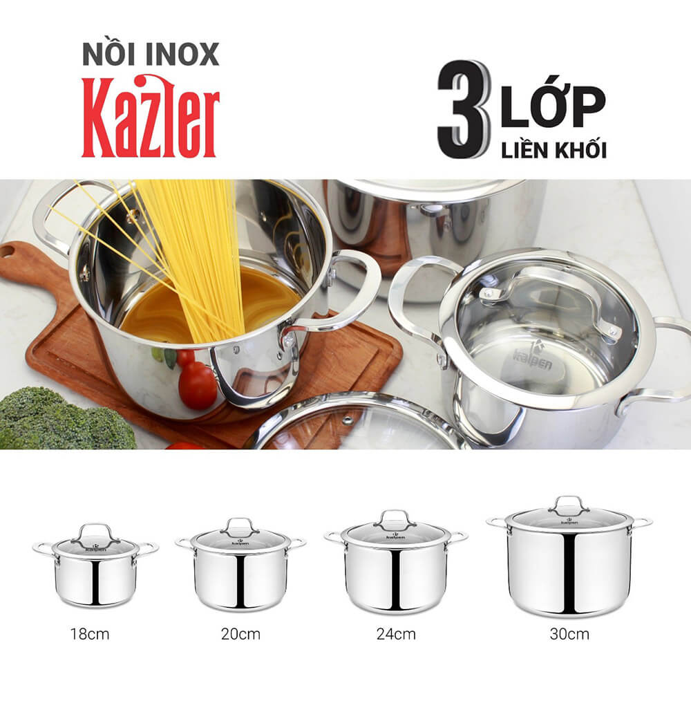 Nồi lẻ inox 3 lớp liền khối kalpen kazler size 30cm