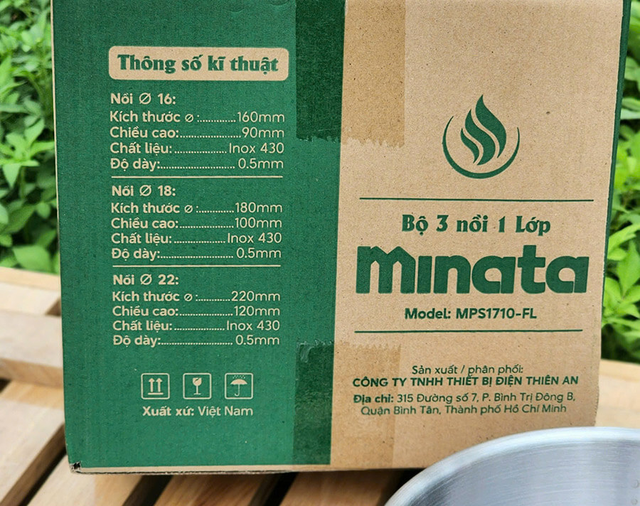 Bộ 3 Nồi 1 Lớp Minata MPS1710-FL