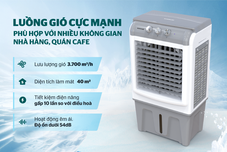 Luồng gió mạnh mẽ – phù hợp không gian rộng