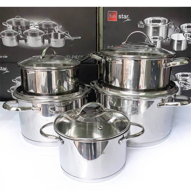 Bộ nồi 5 chiếc Kitchi Fivestar chất inox cao cấp