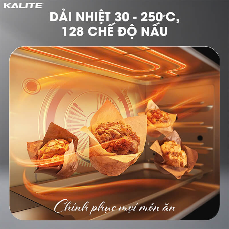 Dải nhiệt linh hoạt 30–250°C – 128 chế độ nấu đa dạng