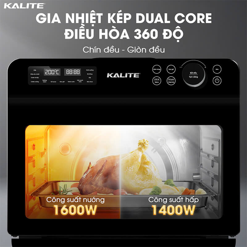Gia nhiệt kép Dual Core 360° chín đều, giòn rụm