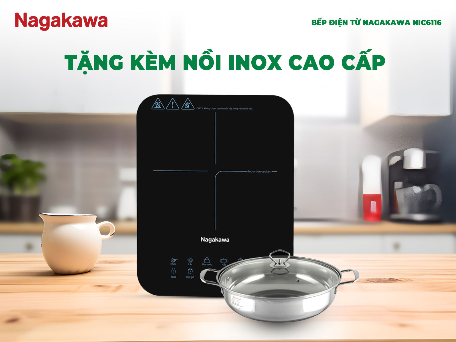 Tặng kèm nồi inox cao cấp 28cm
