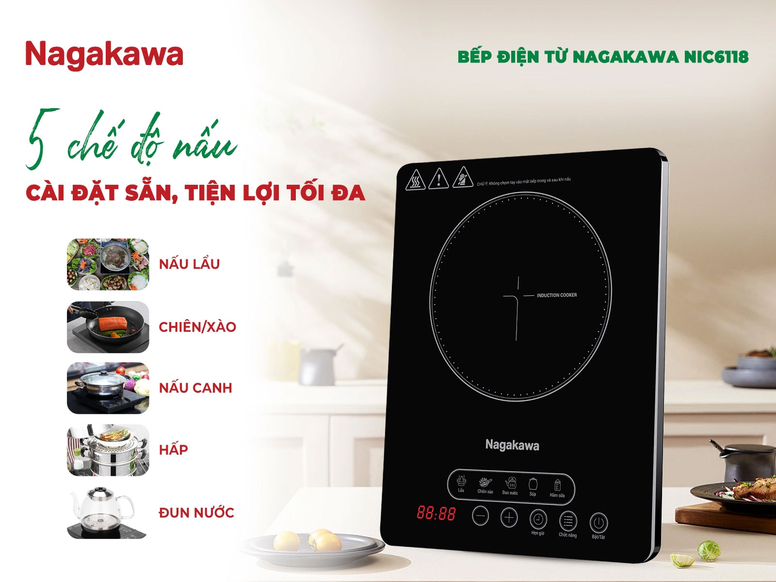 5 chế độ nấu cài đặt sẵn – Đa dạng thực đơn mỗi ngày
