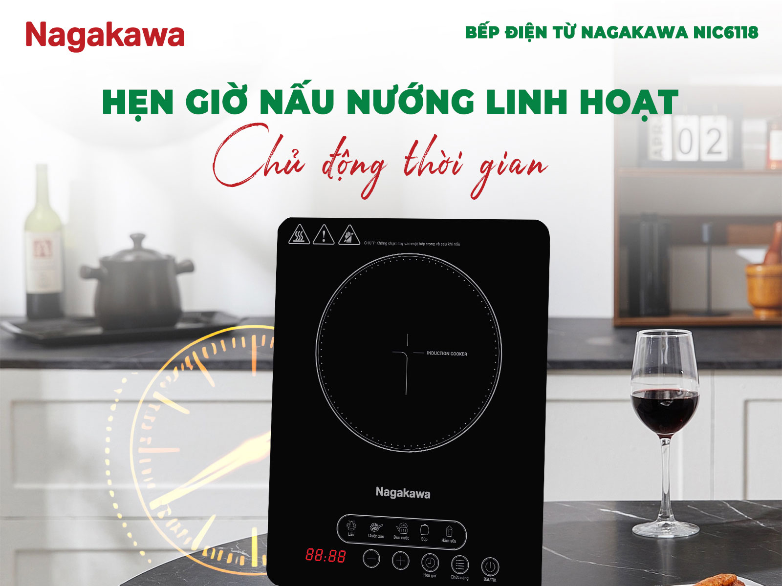 Chức năng hẹn giờ tiện lợi – Chủ động thời gian nấu nướng