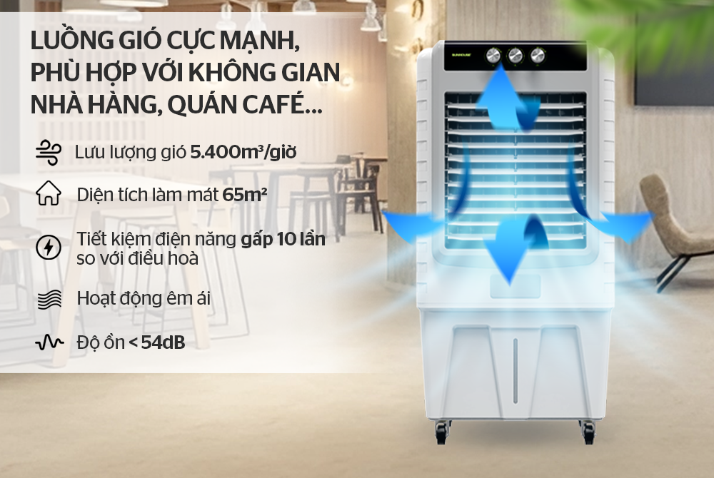 Luồng gió cực mạnh – Làm mát nhanh khắp không gian
