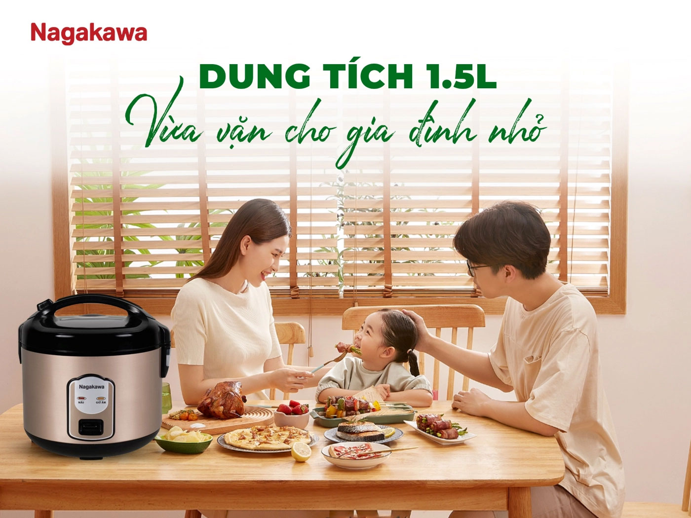 Dung tích 1.5L – Phù hợp cho gia đình nhỏ