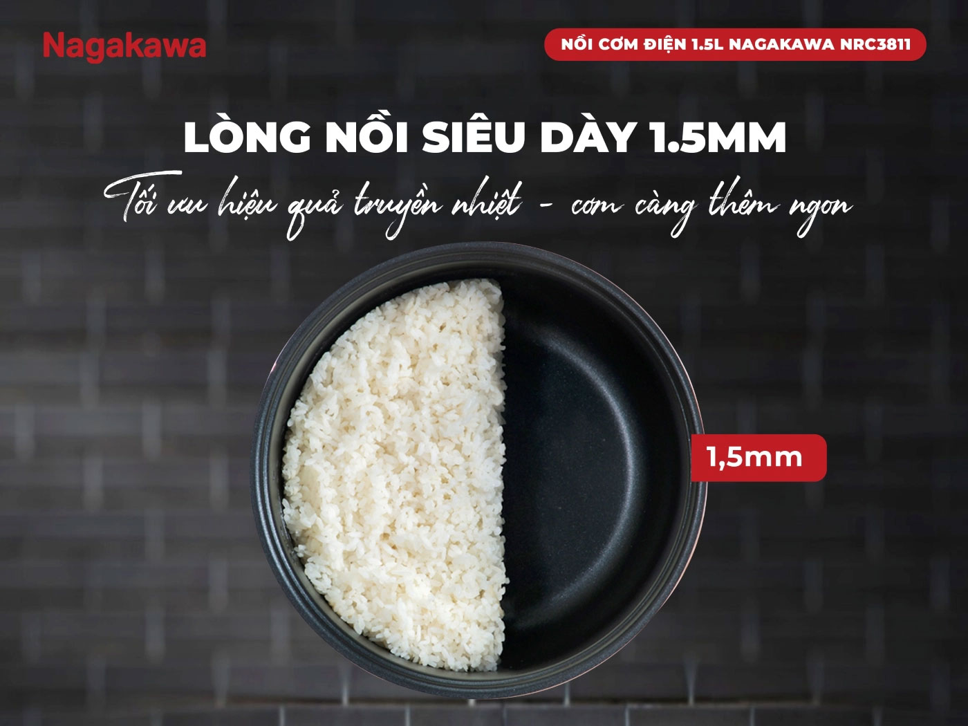 Lòng nồi siêu dày 1.5mm – Chống dính, bền bỉ