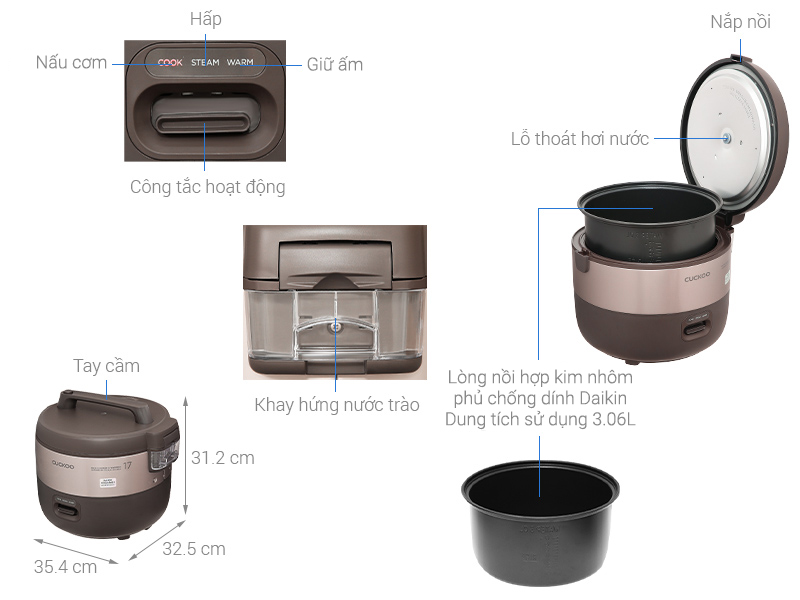 Thông số kỹ thuật nồi cơm điện cơ Cuckoo CR-1755