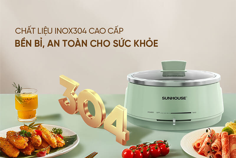 Lòng nồi Inox 304 dày dặn – Dẫn nhiệt đều, bền bỉ theo thời gian