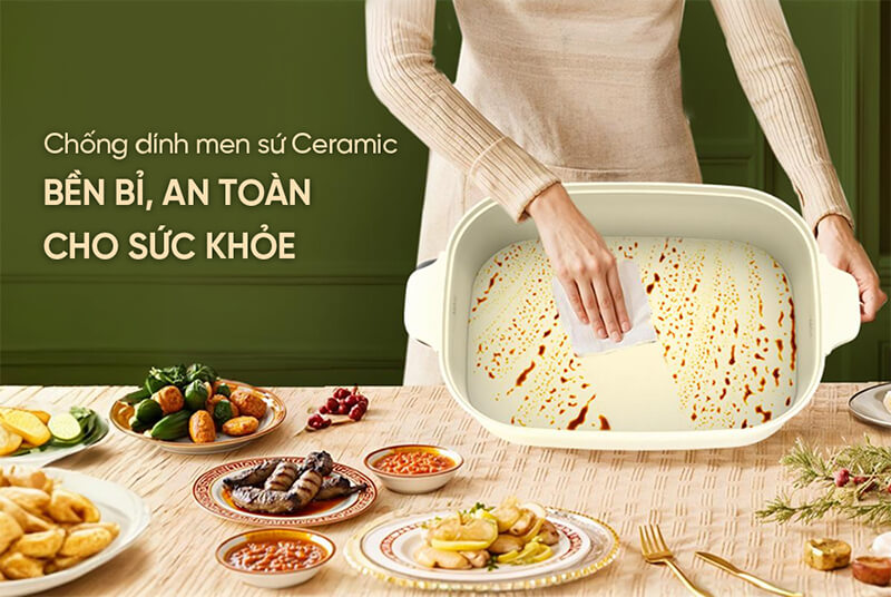 Chống dính Ceramic – dễ vệ sinh, an toàn sức khỏe