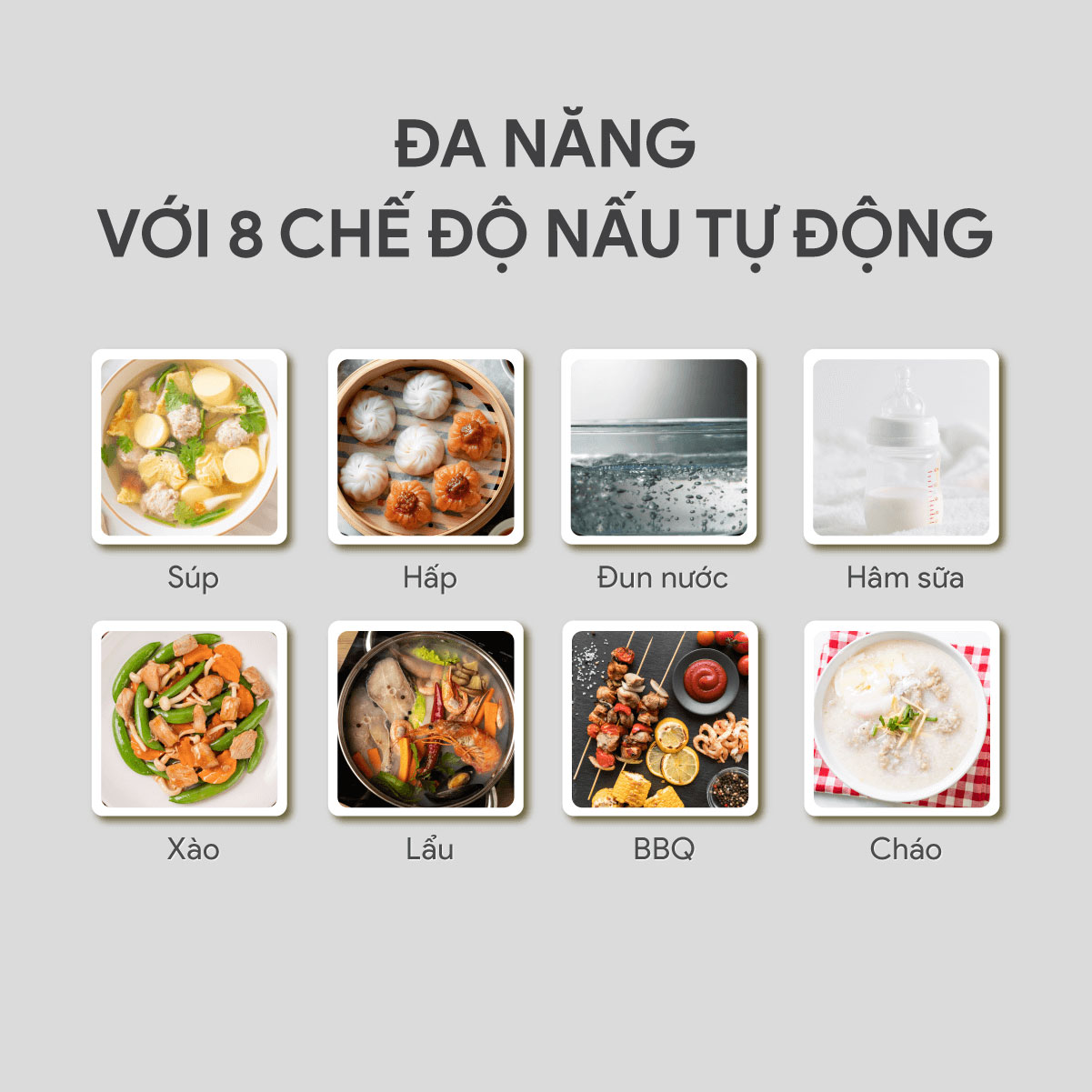 8 chế độ nấu tự động – Linh hoạt trong mọi công thức