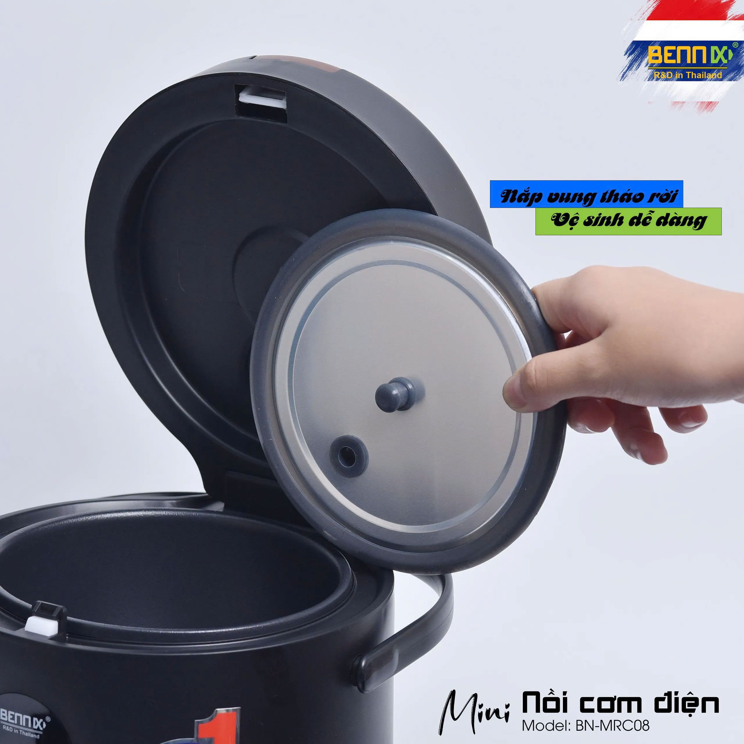Nắp vung tháo rời – dễ vệ sinh, chống bám mùi