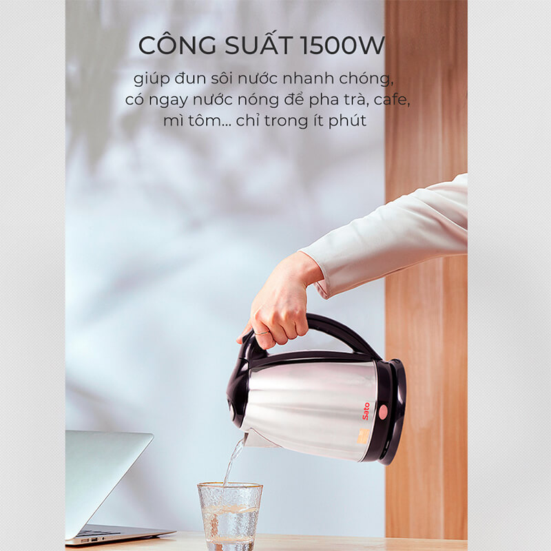 Công suất 1500W đun nước siêu tốc