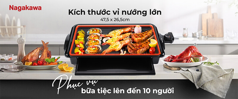 Vỉ nướng rộng rãi – Đáp ứng bữa tiệc đông người