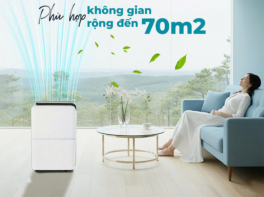 Hiệu Suất Mạnh Mẽ Hút Ẩm Lọc Không Khí Cho Không Gian Rộng tới 70M2