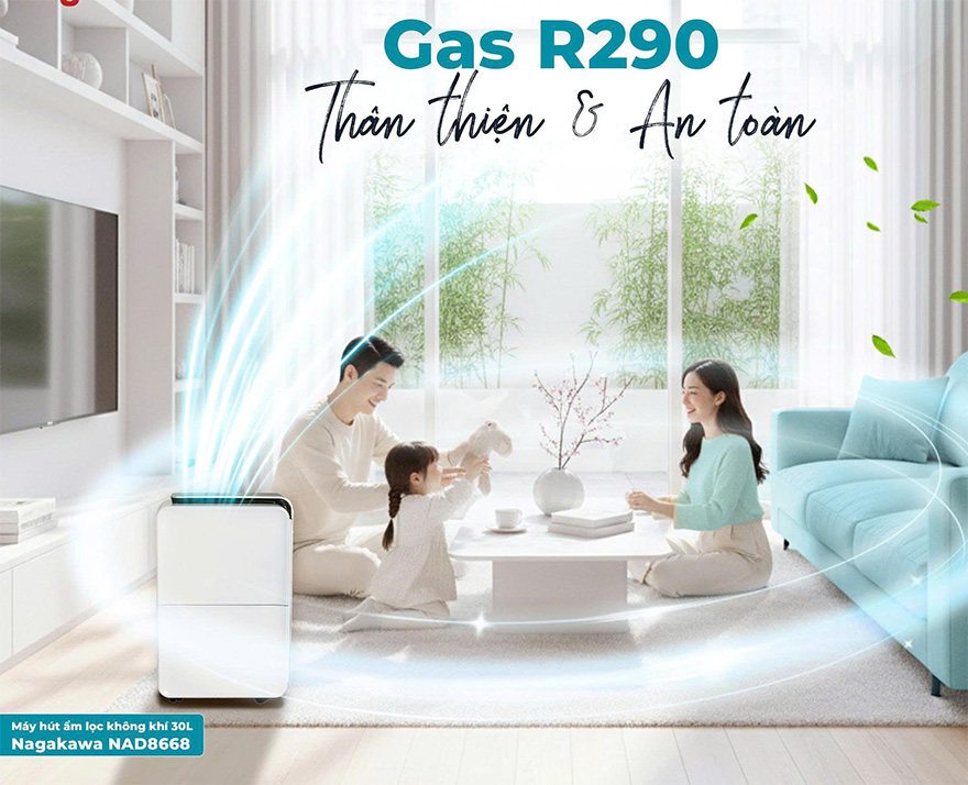 Máy hút ẩm Nagakawa NAD8668 sử dụng Gas R290