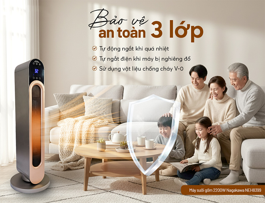 Máy Sưởi Gốm Nagakawa NEH8399 2200W