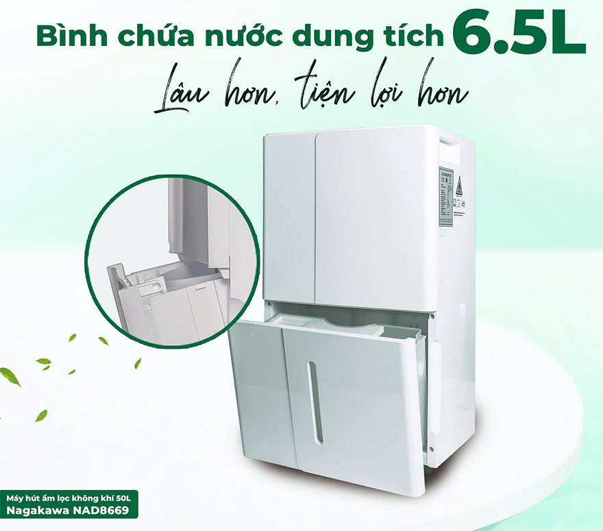 Máy hút ẩm lọc không khí Nagakawa NAD8669 50L - Ảnh 6