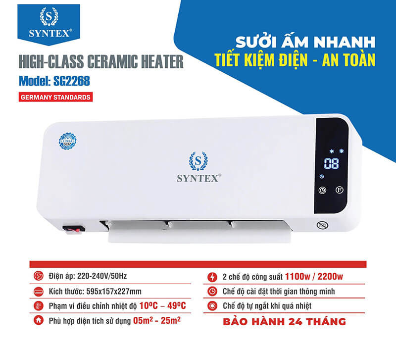 MÁY SƯỞI GỐM CAO CẤP TREO TƯỜNG SYNTEX SG2268