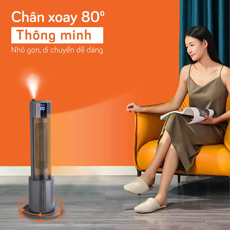 Máy sưởi gốm UNIE UE-129 2200W phun sương tạo ẩm có điều khiển