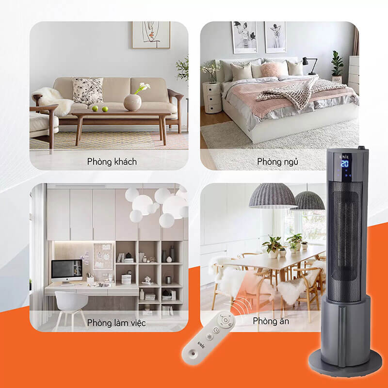 Máy sưởi gốm UNIE UE-129 2200W phun sương tạo ẩm có điều khiển