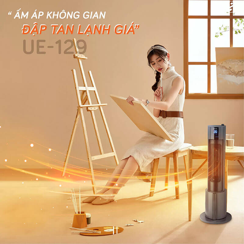 Máy sưởi gốm UNIE UE-129 2200W phun sương tạo ẩm có điều khiển