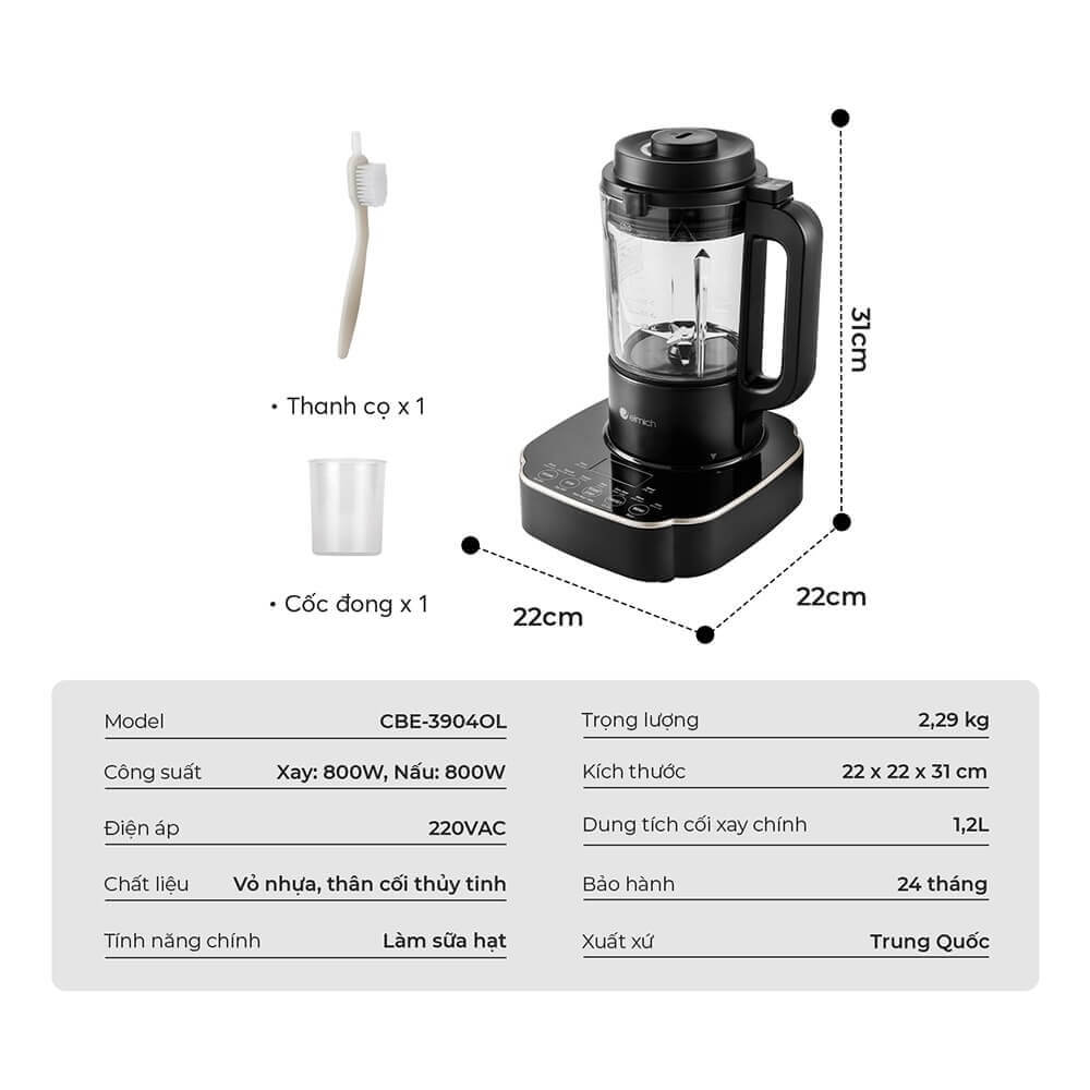 Thông Số Kỹ Thuật Chi Tiết Của Máy Làm Sữa Hạt Elmich CBE-3904OL