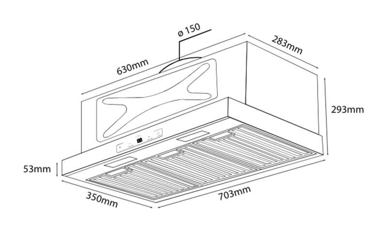 Thông số kỹ thuật máy hút mùi Kocher Turbo X-350D