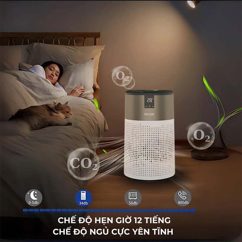 Độ ồn thấp kết hợp chế độ hẹn giờ 12 tiếng