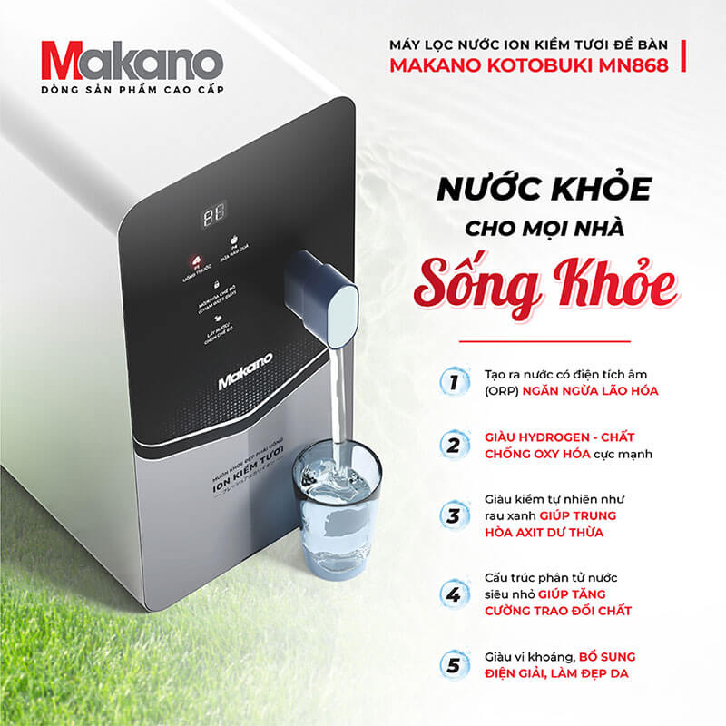 Máy lọc nước ion kiềm tươi Makano MN868 để bàn
