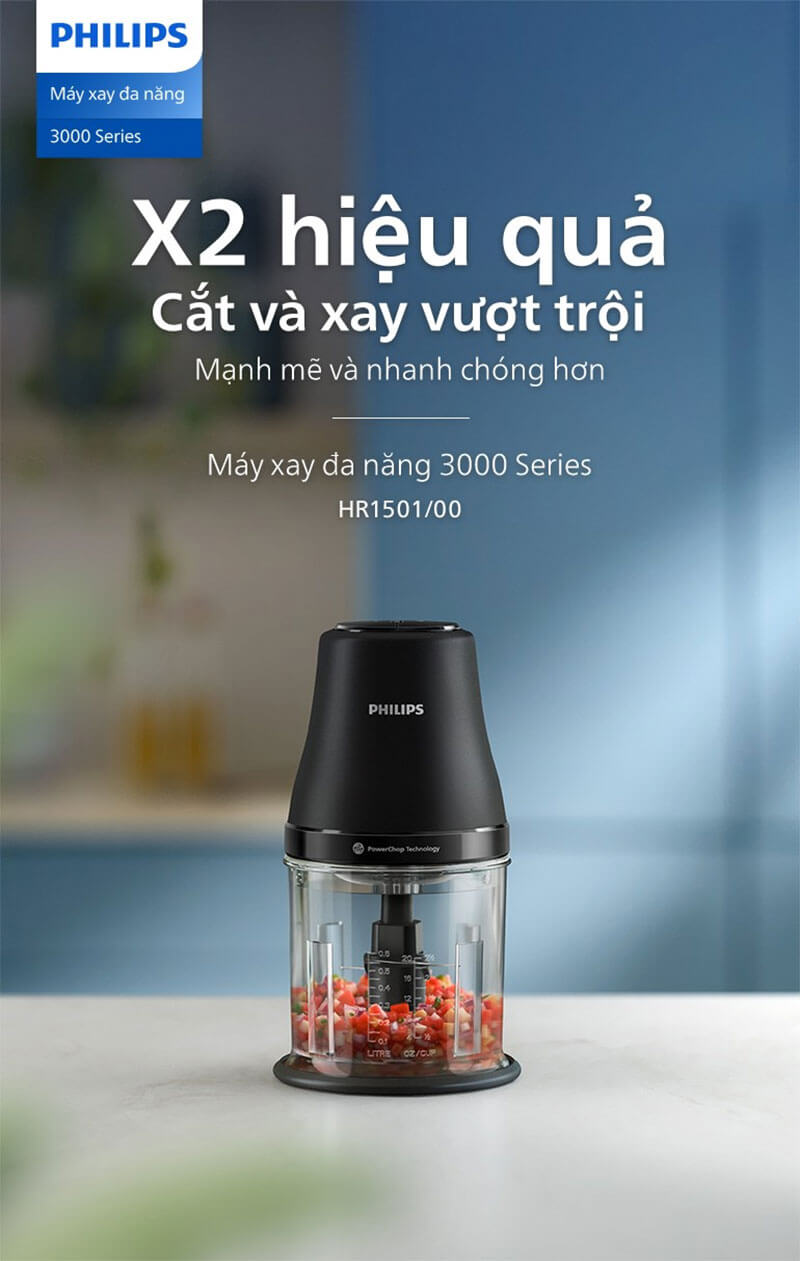 Công suất 450W mạnh mẽ giúp xay thực phẩm nhanh chóng và hiệu quả