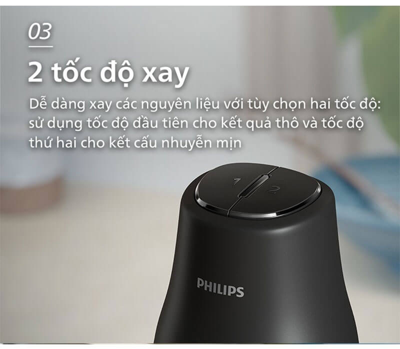 Hai tốc độ xay linh hoạt, cắt nhỏ nguyên liệu dễ dàng theo nhu cầu