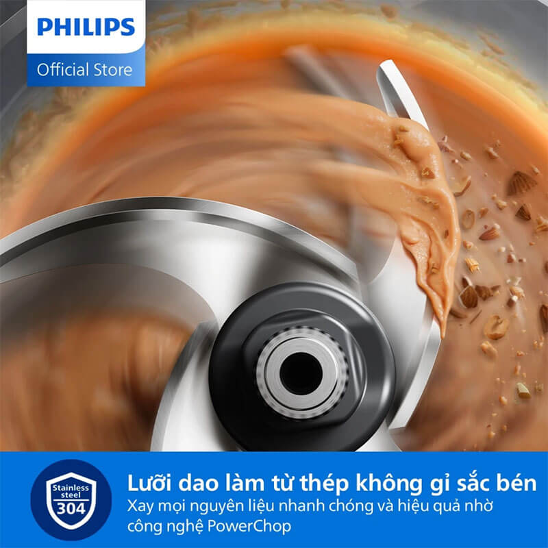 Bốn lưỡi dao thép không gỉ sắc bén, xay nhanh và đều