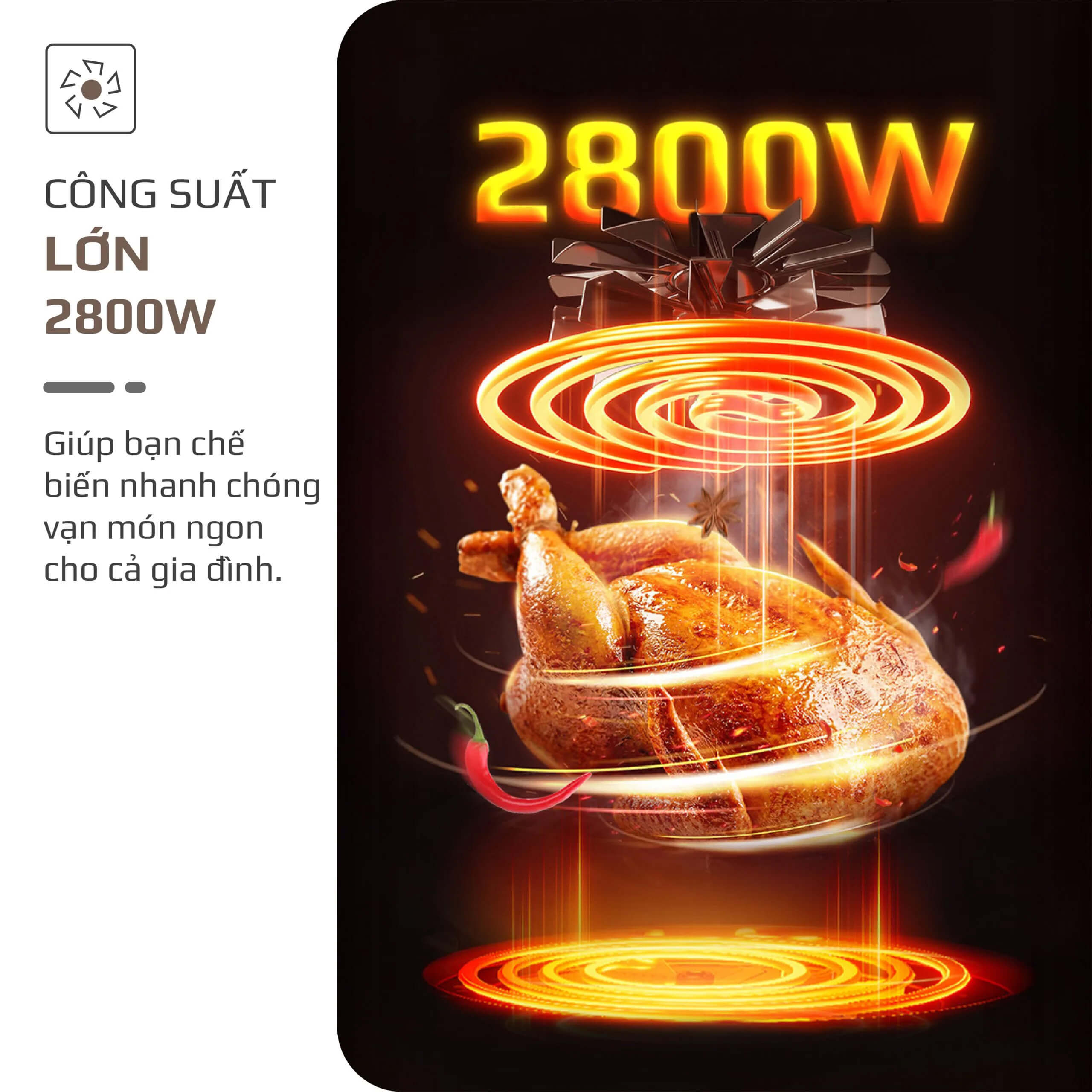 Công suất lớn 2.800W mạnh mẽ