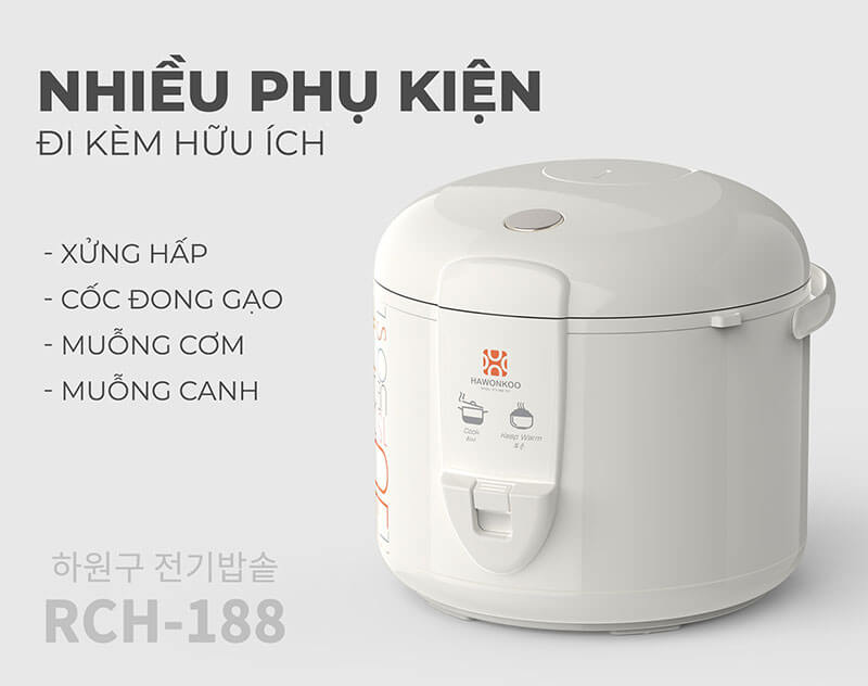 Phụ kiện đi kèm đầy đủ, hỗ trợ nấu nướng nhanh chóng và dễ dàng