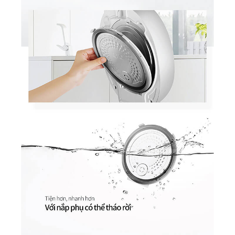 Nắp phụ tháo rời – vệ sinh nhanh chóng, tiện lợi