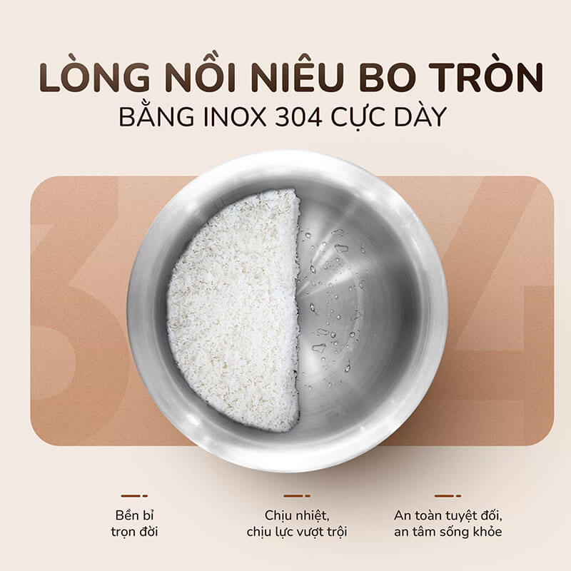 Lòng nồi niêu bo tròn – bằng inox 304 cực dày