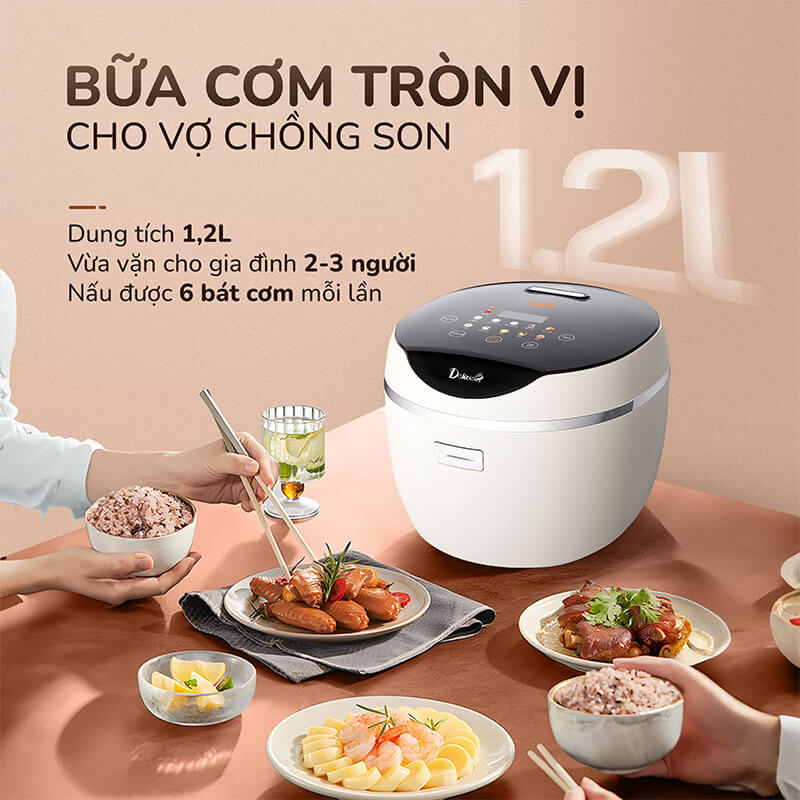Dung tích 1.2L – vừa vặn cho gia đình 2–3 người