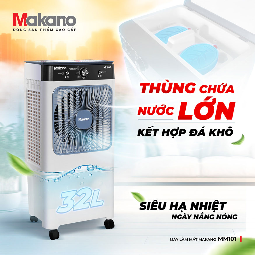Thùng chứa nước lớn 20 lít kết hợp tặng kèm 2 hộp đá khô, làm mát lâu dài và mạnh mẽ