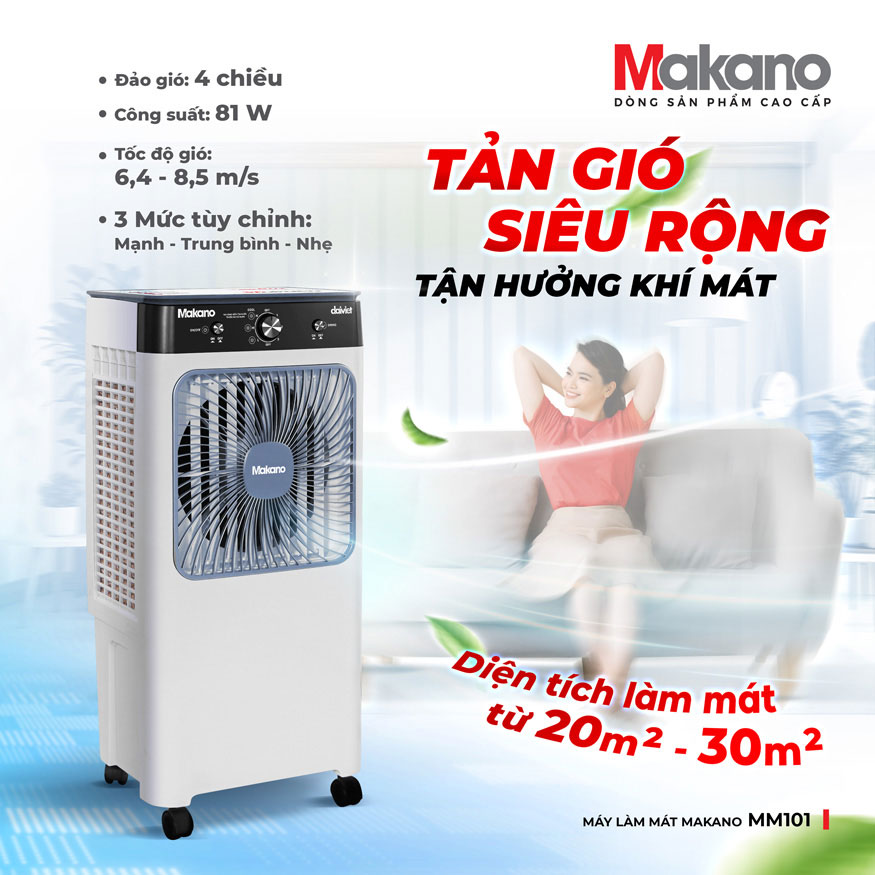 Diện tích làm mát rộng rãi từ 20 - 30m², phủ sóng toàn diện và nhanh chóng