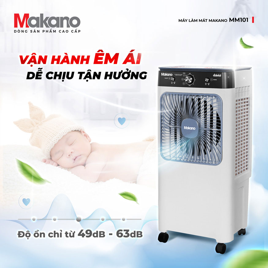 Vận hành êm ái với độ ồn thấp chỉ 49 - 63 dB, mang lại sự dễ chịu và yên tĩnh